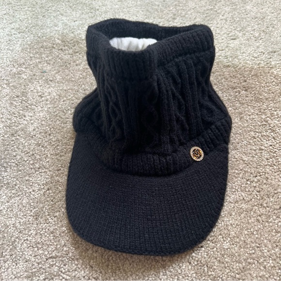 New Wool Knitted Black Visor Cap Ponytail Béisbol Hat Winter Snow Ski Holiday - Picture 2 of 3